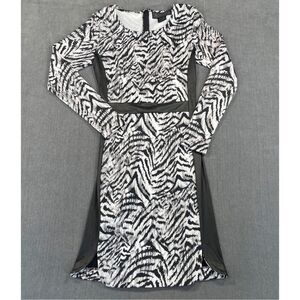 Zebra Print Bodycon Dress Kardashian Kollection Women M Black White Bold Glam